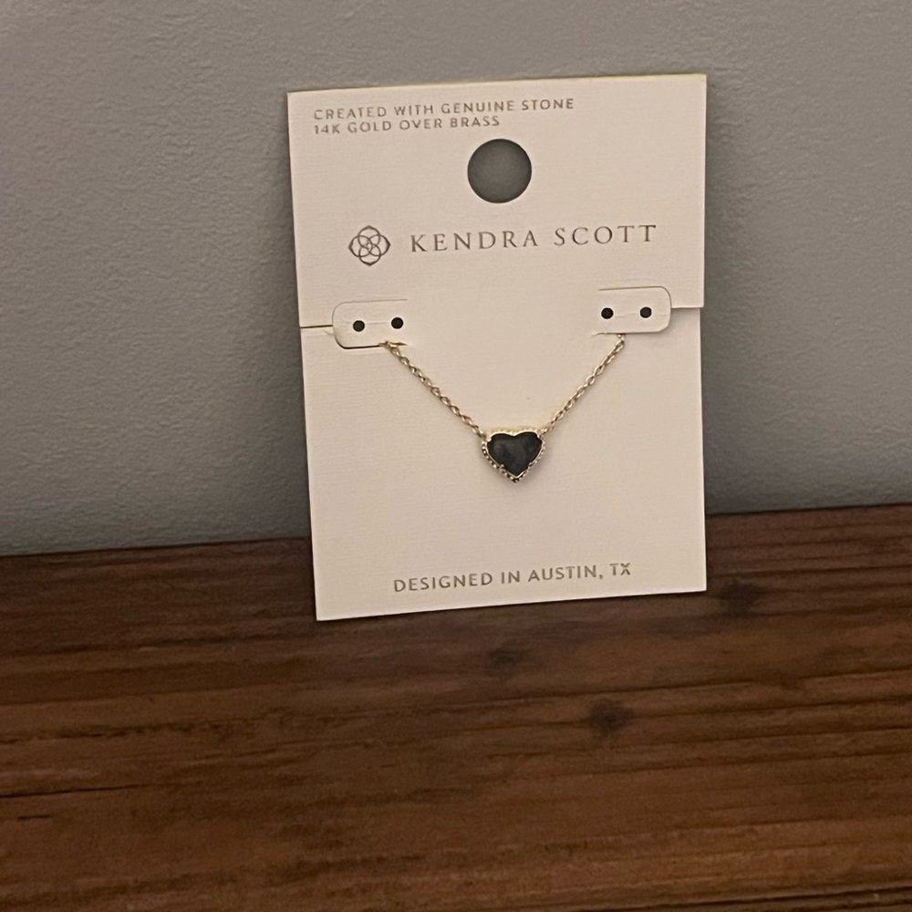 Kendra Scott Black Heart Necklace with Gold Chain